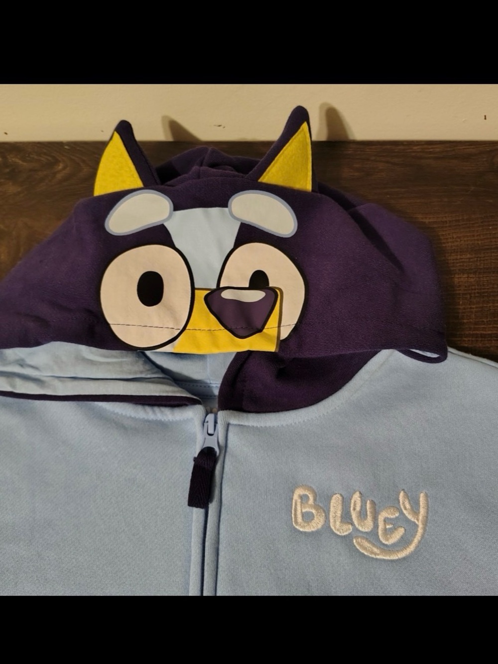 Kids Blue Character Zip-Up Hoodie with Hood Ears - Picture 3 of 6